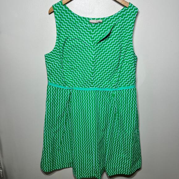 eshakti Dress Custom Green Chevron Stripe Fit and Flare Sleeveless Spring 2X - Picture 1 of 9